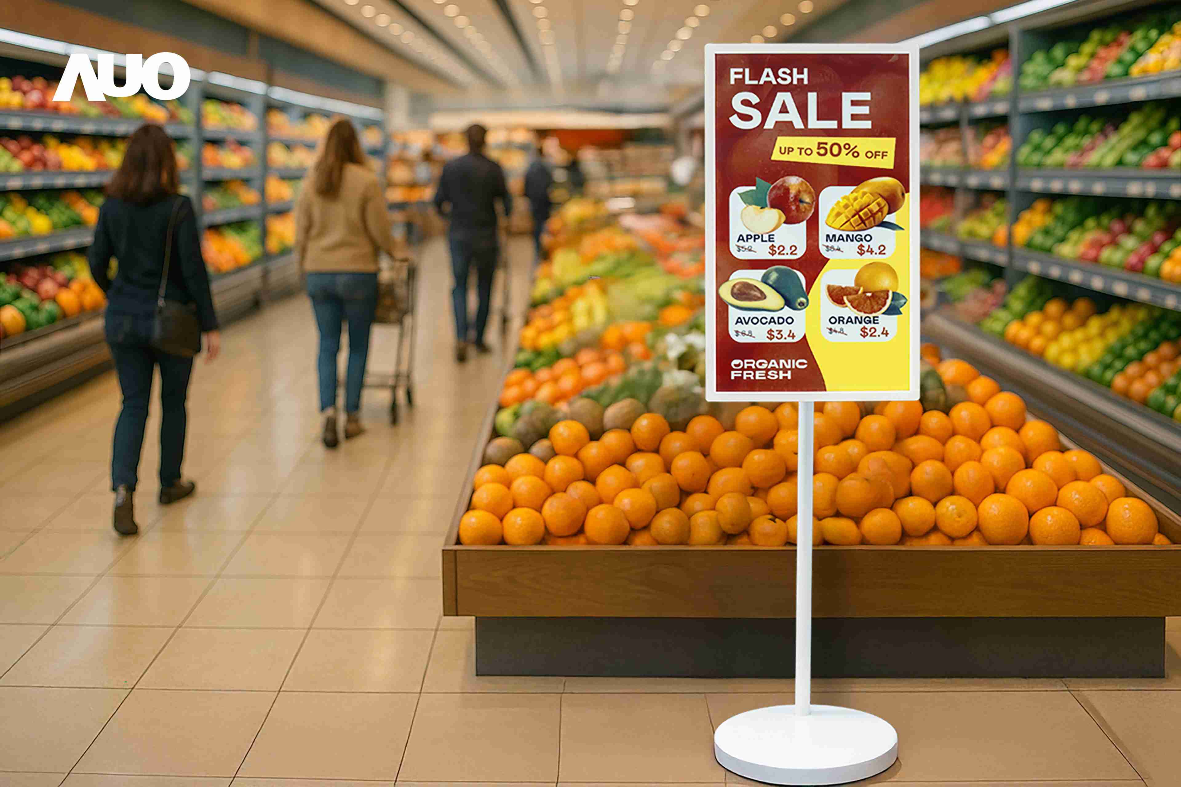 达擎首亮相低功耗、、、全彩的〝aecoPost电子纸解决方案〞，，，，仅在更新画面时需要微量的电力驱动，，无需布建电线的便捷设计，，，使其可灵活应用、、随意置放，，，并可透过云端或行动装置app，，，，轻松管理及排程广告内容，，，晋升店头营销利器。。